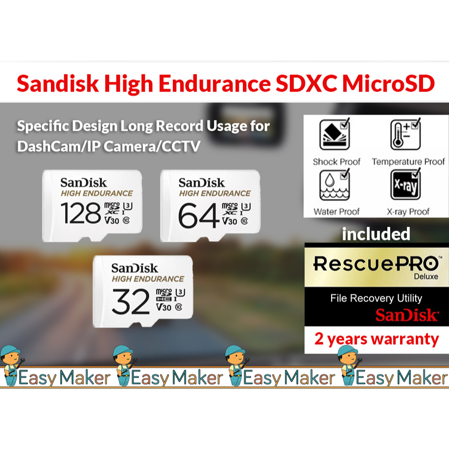 SanDisk High Endurance V30 U3 Class 10 microSD for CCTV IPTV Dashcam ...
