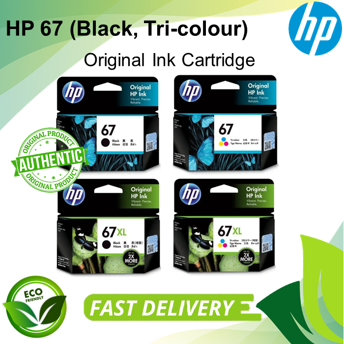 HP 67/67XL Black, Tri-Color Original Ink Cartridge | Shopee Malaysia