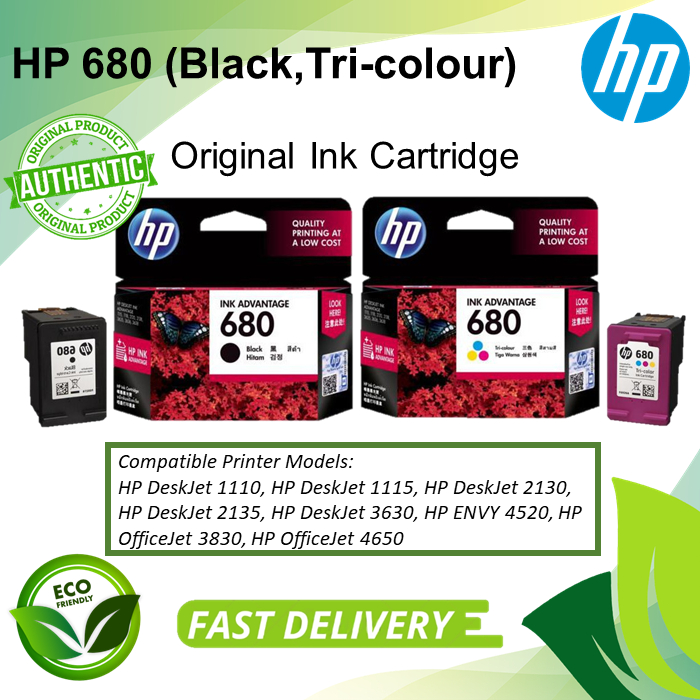 HP 680 Black / TriColor Original Ink Cartridge for 2135,3835,3775,3776