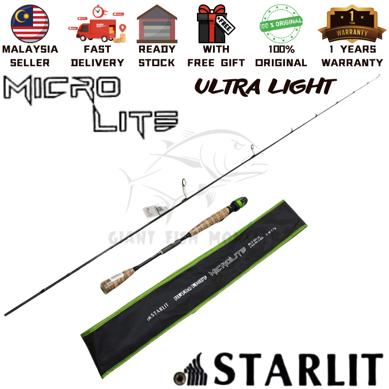 STARLIT MICRO LITE ULTRA LIGHT SPINNING FISHING ROD UL ROD WITH 1 YEAR  WARRANTY & FREE GIFT PACKING WITH PVC PAIP