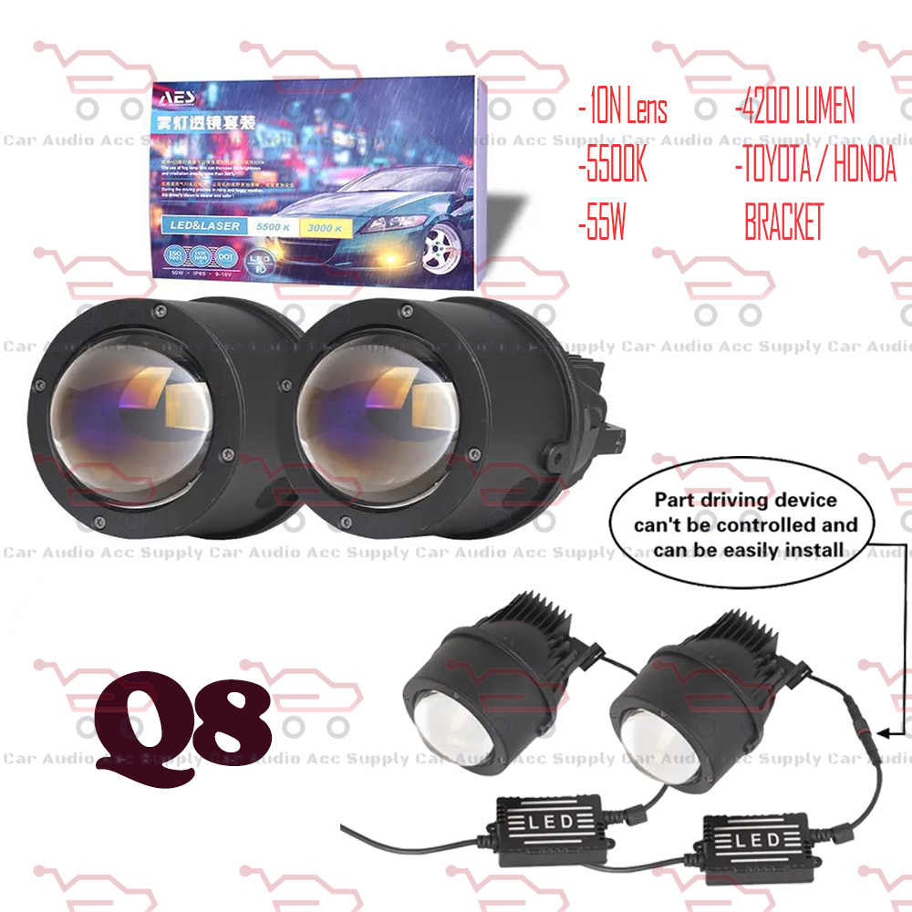 AES Q8/ Q8 Pro Bi Fog Lights High Power Waterproof Blue Lens Led Fog