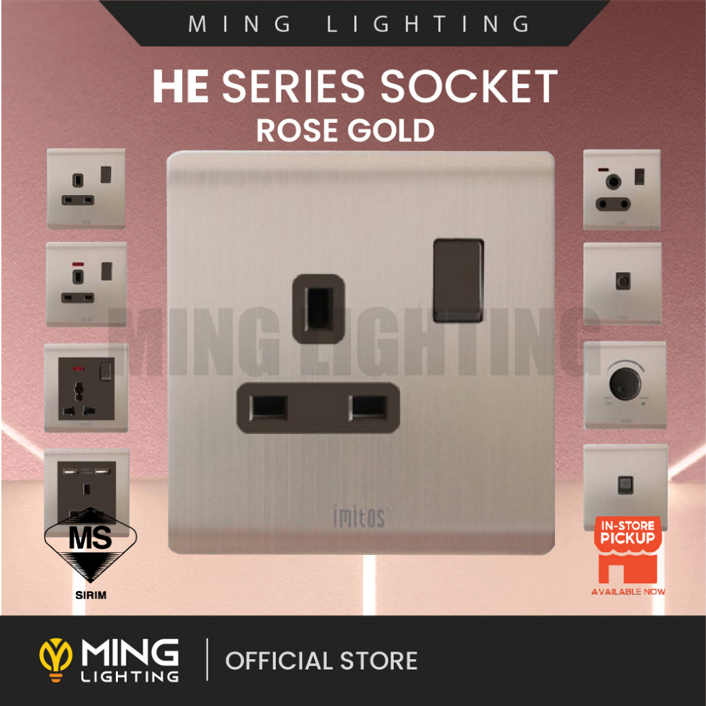 (Sirim) Imitos HE Series Rose Gold Modern Wall Switch Door Bell ...