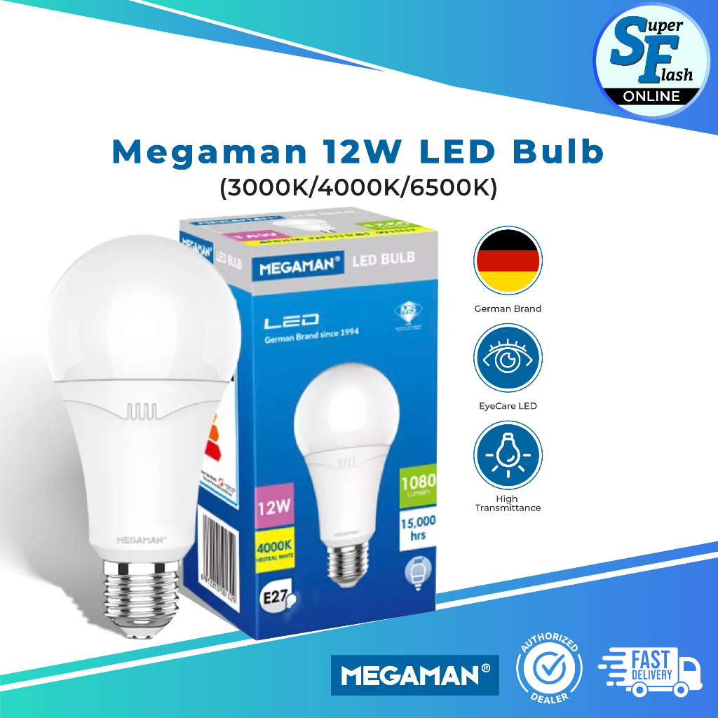 Megaman LED Bulb Light G45 5W/10W/12W/15W E27 3000K/4000K/6500K Eye ...