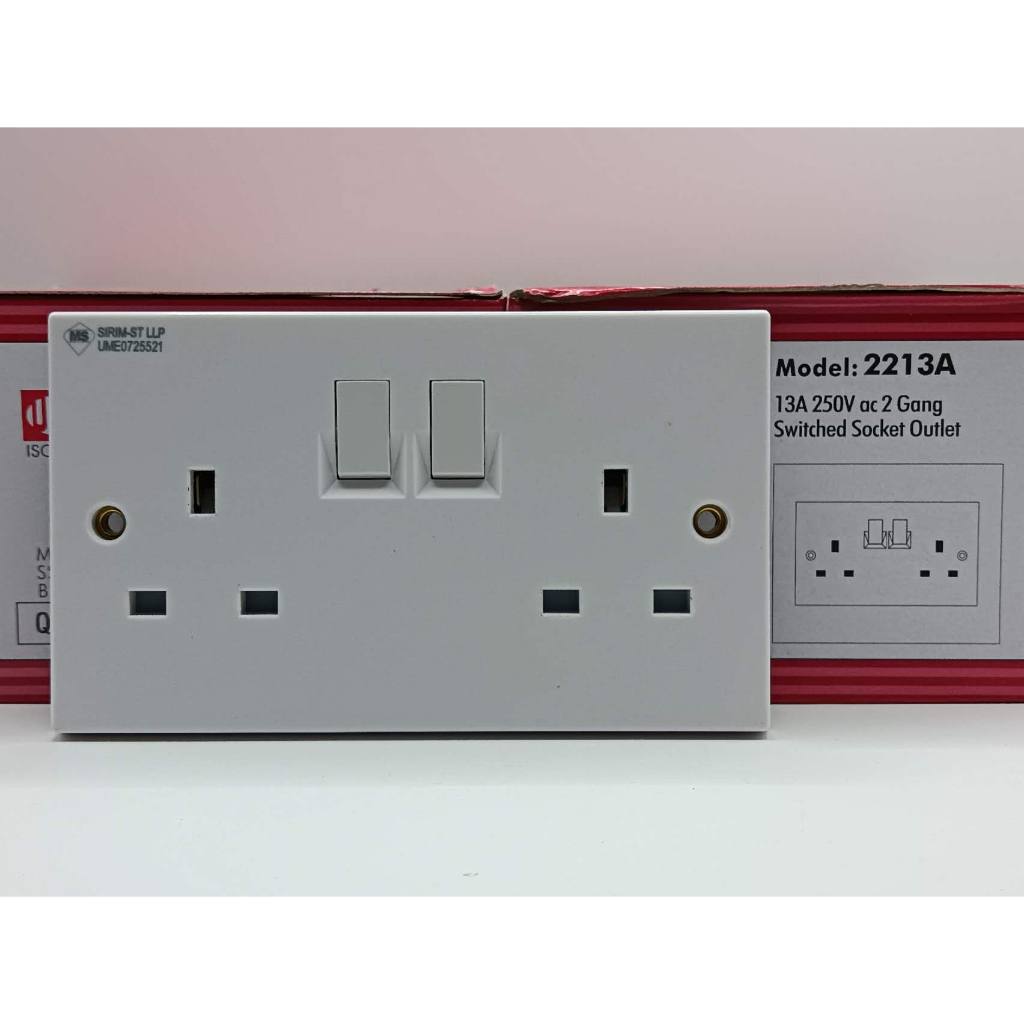UMS 2213A 13a 2Gang Switch Outlet+PVC Nut Box 3x6 | Shopee Malaysia