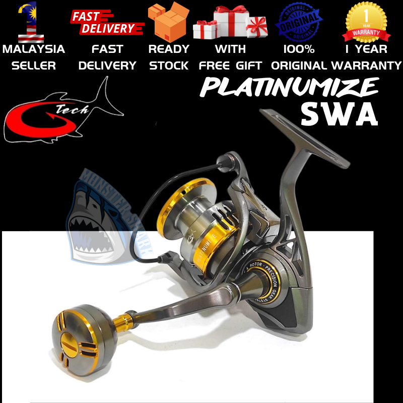 2023 NEW G-TECH fishing REEL PLATINUMIZE SWA4000 SWA5000 PG/HG SPINNING SW  FISHING REEL WITH 1 YEAR WARRANTY & FREE GIFT