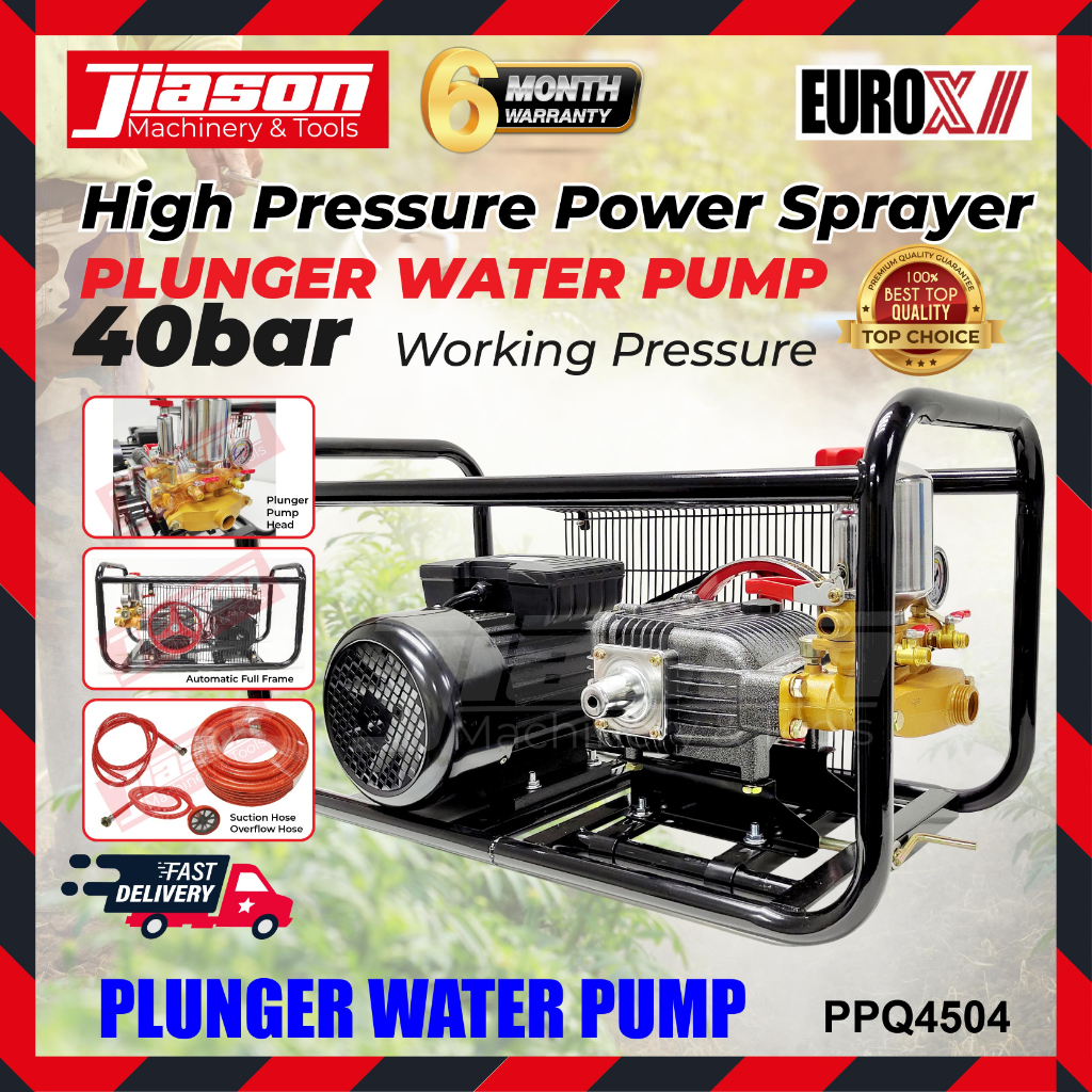 EUROX PPQ4504 / PPQ4504S 40Bar Plunger Water Pump with Motor Set (Full ...