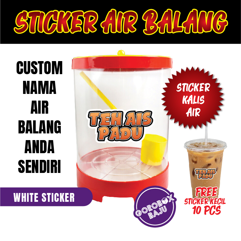 💜 Custom Sticker Air Balang Kalis Air White Sticker Full Color Printing Free Sticker Kecil 2967