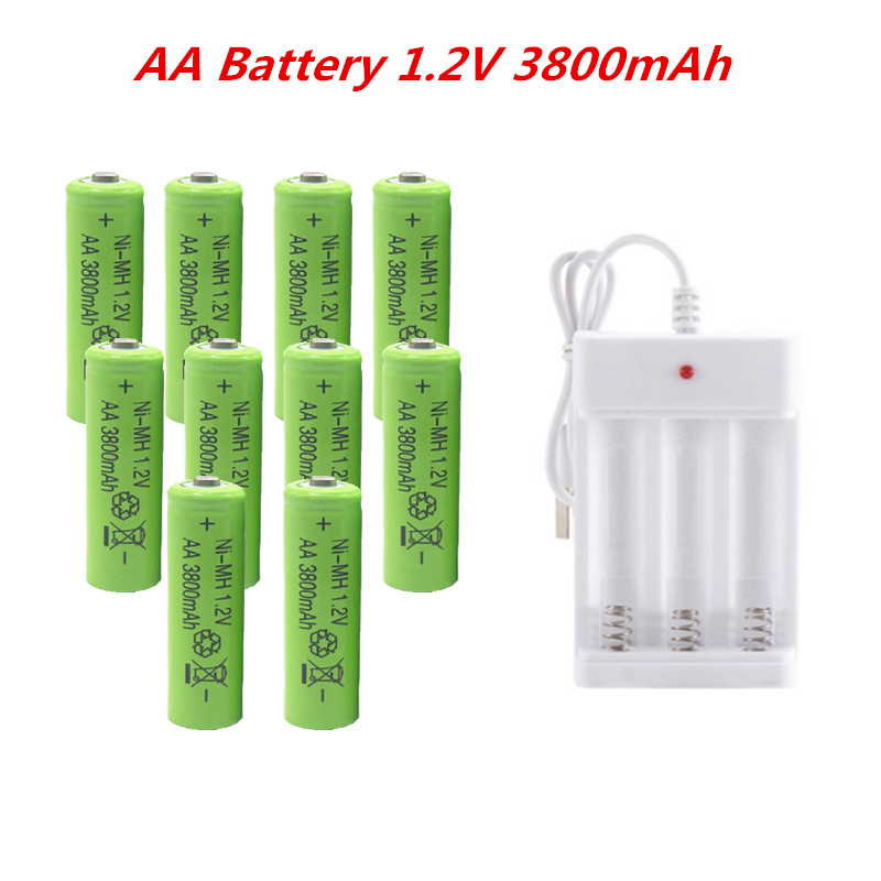 10PCS AA aa 3800mAh 1.2V 1.5V AA With a Charge Rechargeable Batteries
