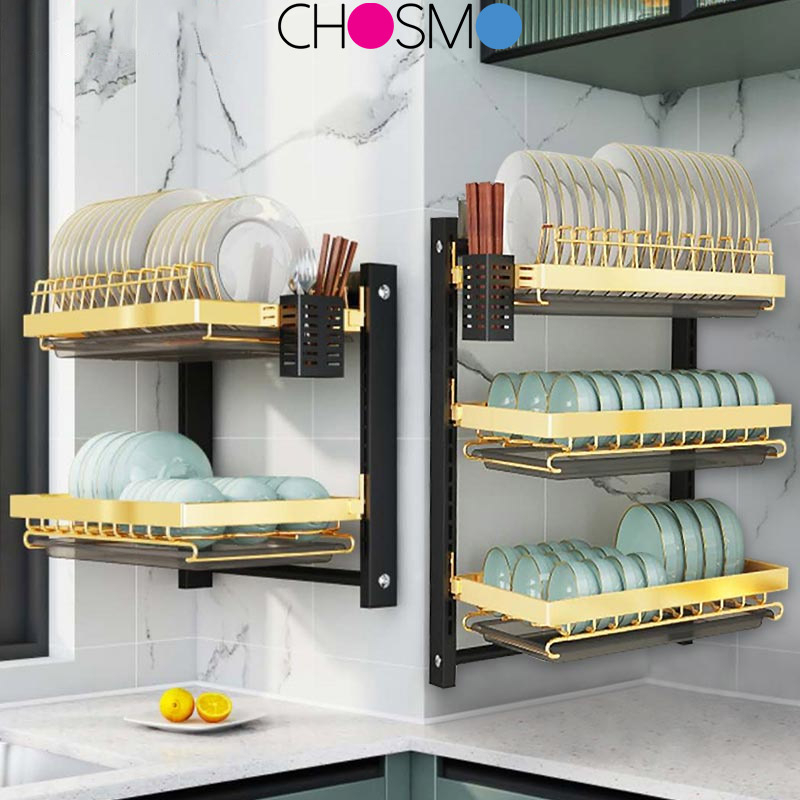 Rak Dapur Rak Pinggan Stainless Steel Dish Drainer Rack Black Kitchen ...