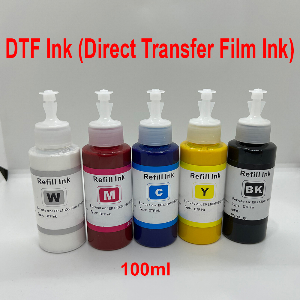 DTF Ink C,M,Y,K,WH (Direct Transfer Film Ink) 100 ML for Epson L1800 ...