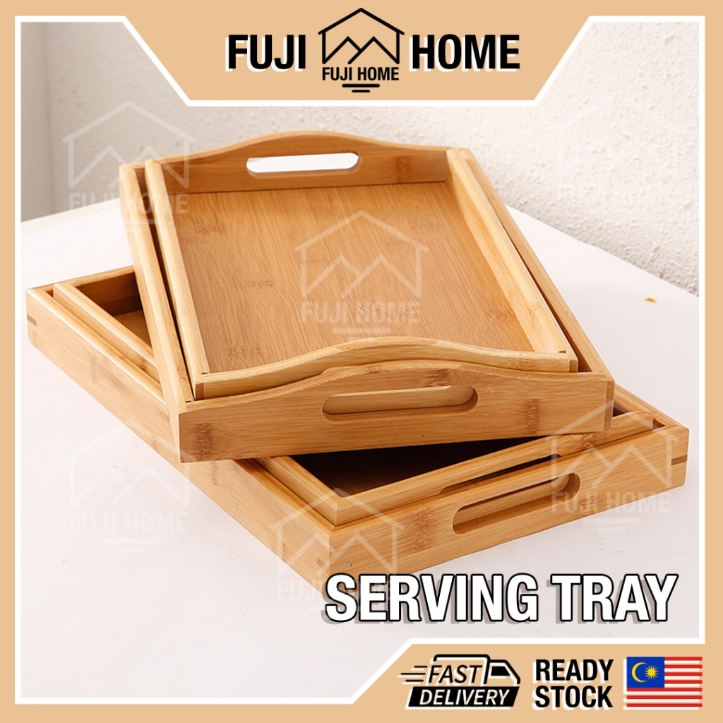 🏠READY STOCK🏠Wooden Serving Tray Food Tray for Tea Coffee Breakfast