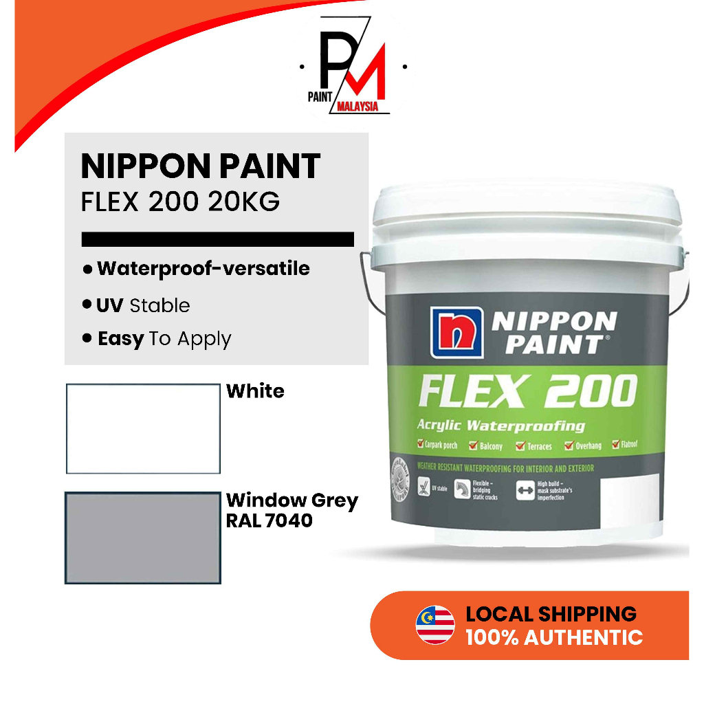 NIPPON Flex 200 Acrylic Waterproofing 20KG Grey White Roof & Wall ...