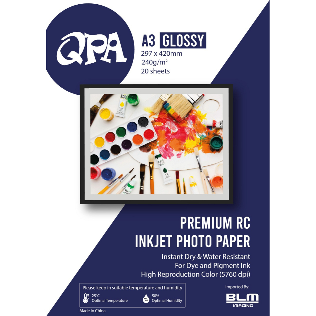 QPA Premium RC Inkjet Photo Paper Kertas Gambar Foto Glossy or Satin A3