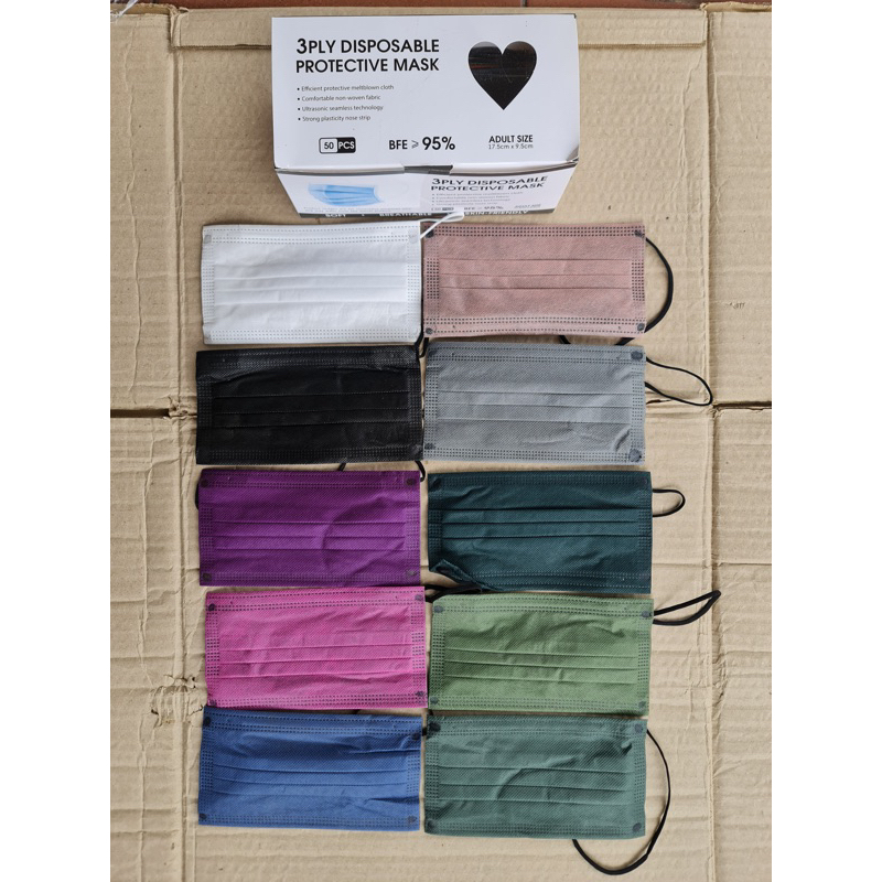 【NO BOX】50pcs Mask 3ply Face Mask Hijab Mask Headloop Mask Adult Face ...