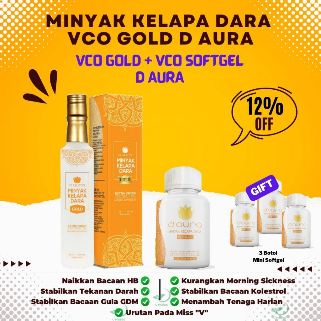 Minyak Kelapa Dara D Aura Rasberi Moringa Gold Original VCO Ibu Mengandung Extra Virgin Coconut
