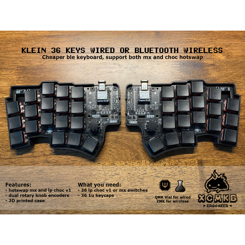 Klein 36 Keys Split Keyboard Wired/Wireless Bluetooth QMK ZMK VIAL