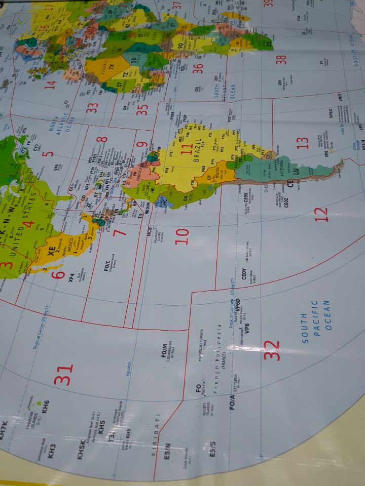 Ham Radio / Radio Amatur World Map DXCC Prefix Count, Entity CQ & ITU ...