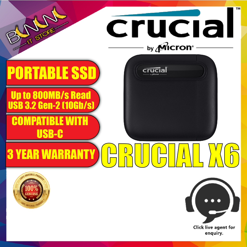 Crucial X10 Pro 1TB Portable SSD - Up to 2100MB/s read, 2000MB/s