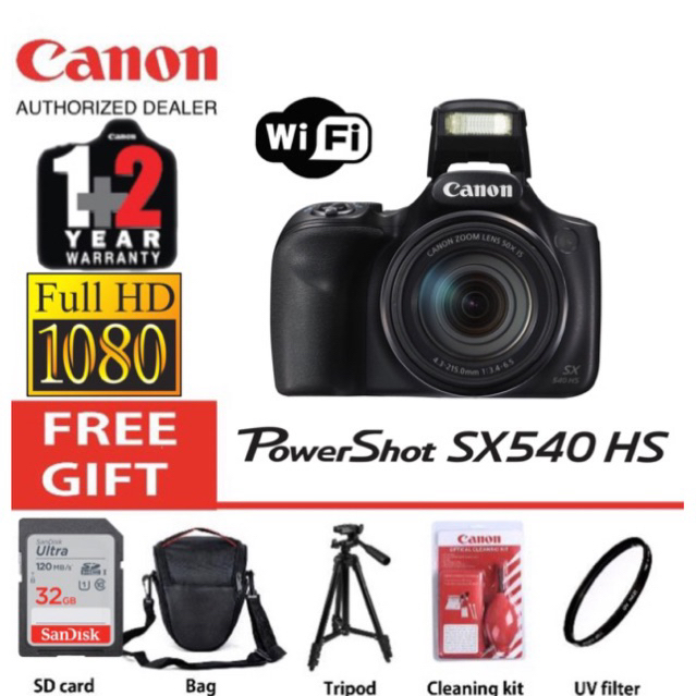 Canon Powershot SX540 HS 20.3MP WiFi NFC 50X optical zoom full combo