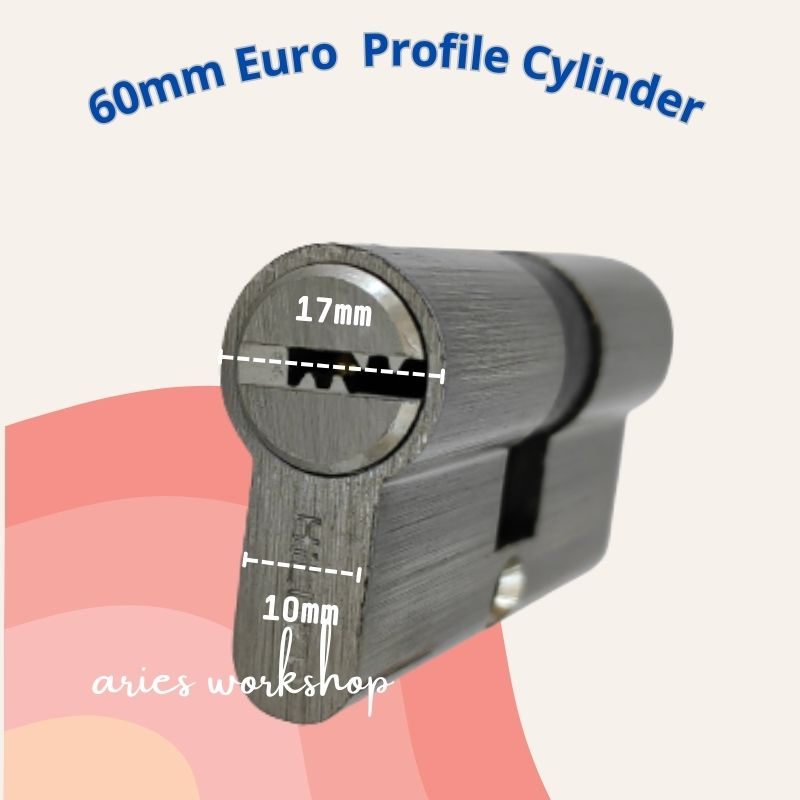Euro Profile Cylinder 60mm (5pcs of key included) satin color / double ...