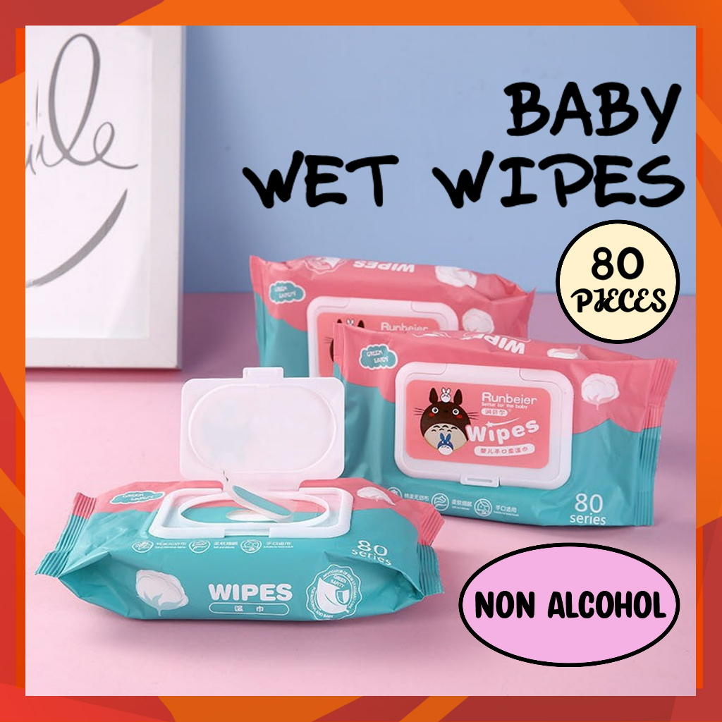 80Pieces Baby Wet Wipes Tisu Basah Bayi Anti Bacterial 80 Series Baby