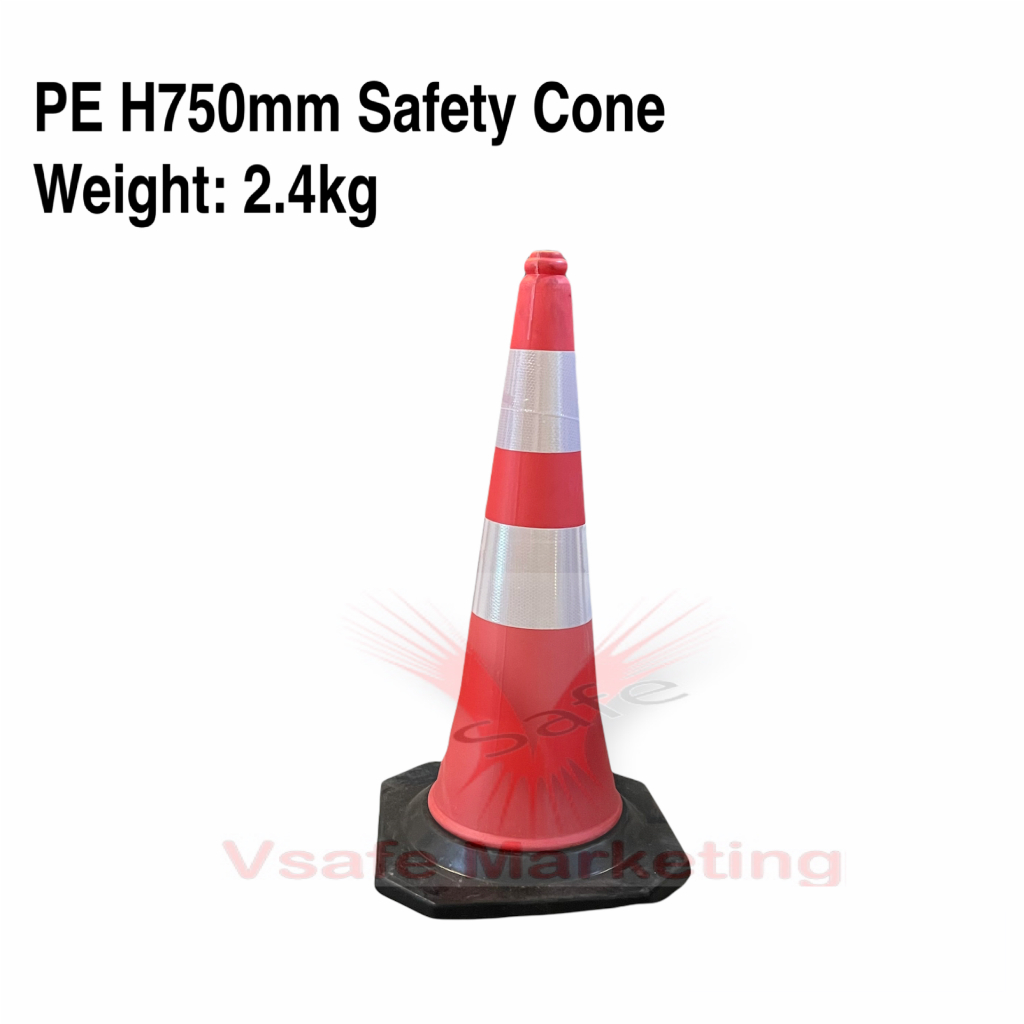 Safety Cone PE H75cm Double reflective Road Traffic management | Shopee ...