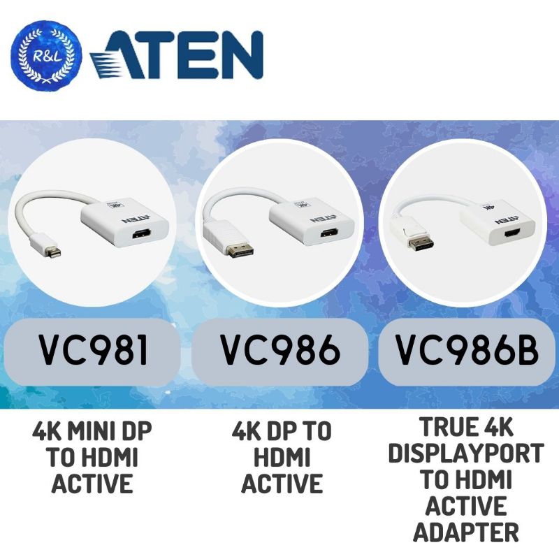 4K DisplayPort to HDMI Active Adapter - VC986, ATEN Video Converters