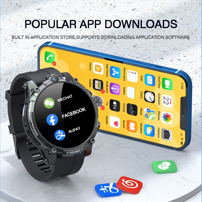 New 4G Android 8.1 OS 930Mah Big Battery 1.6 inch Screen Smartwatch V20 Android Camera GPS WIFI Smart Watch Shopee Malaysia