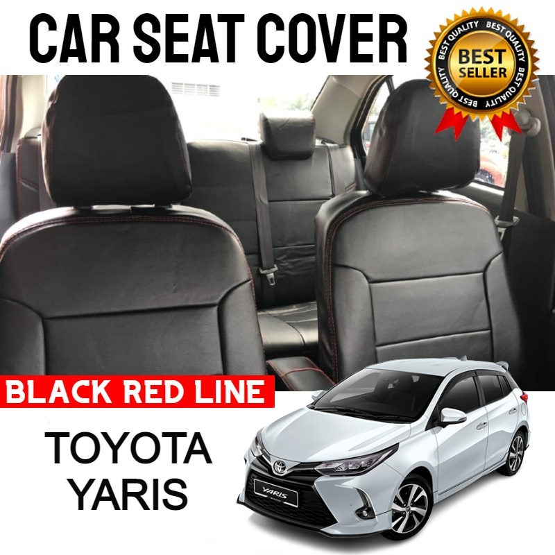Toyota Yaris 20202023 Car Seat Cover PVC Leather Black Red Line Car