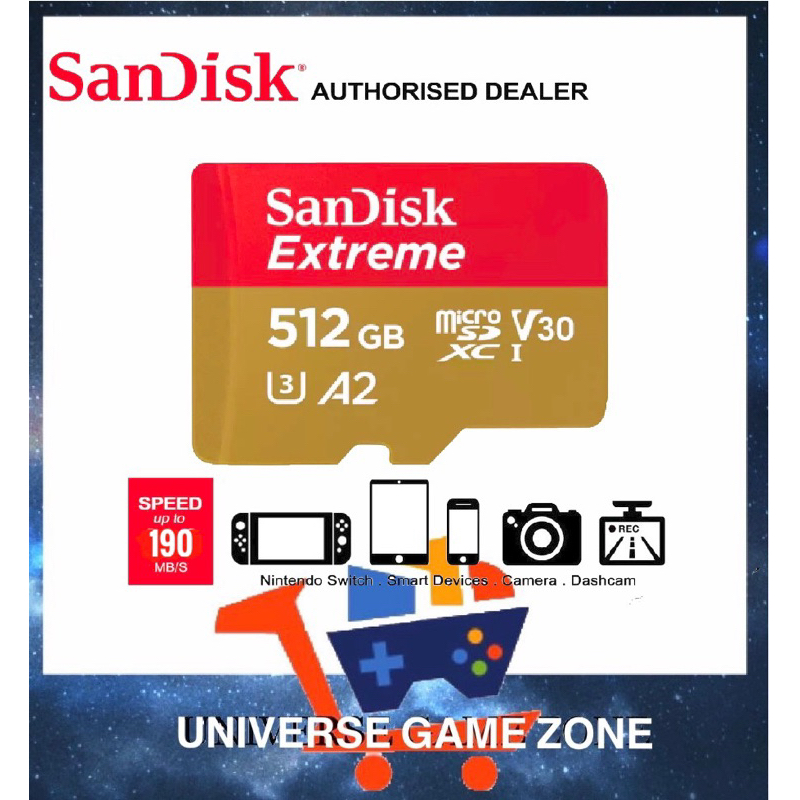 Sandisk Extreme Micro Sd 512GB 190MB/S (Lifetime Warranty) | Shopee ...