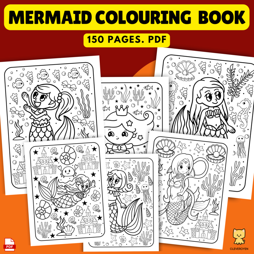 [PDF] 150 Pages CLEVEROYEN Mermaid Colouring Book for Kids and Adults ...