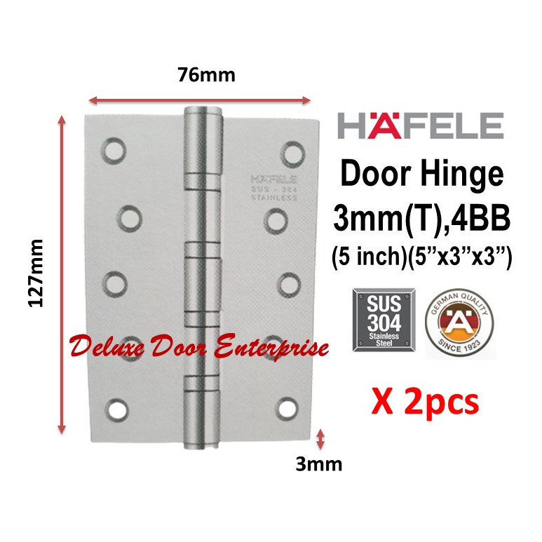 Hafele Door Hinge 3mm(T) 4BB / 4 Ball Bearing / 5'' Door Hinge / Door