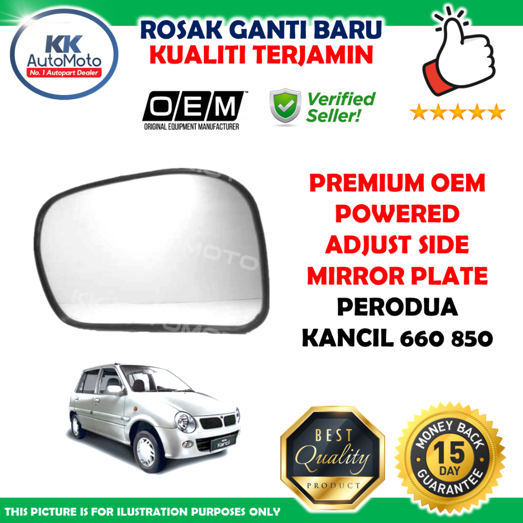 Perodua Kancil 660 850 Powered Electric Adjust Premium Oem Glass Side Mirror Right Left Cermin