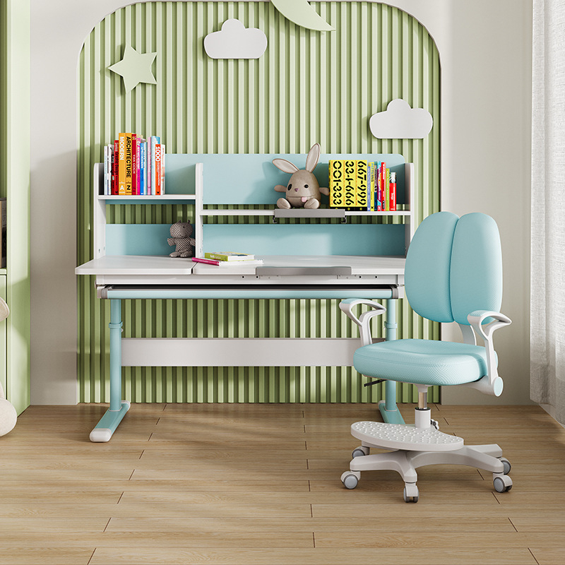 Children Study Desk Lifting Home Use Student Desk Solid Wood Boys Girls Writing Desk Chair Set