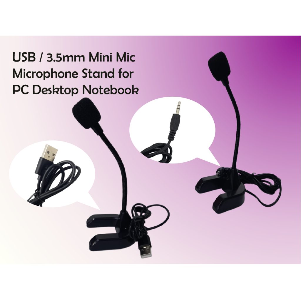 USB / 3.5mm Mini Mic Microphone Stand for PC Desktop / Notebook (READY ...
