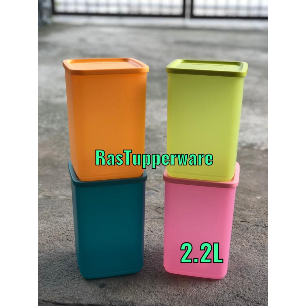 TUPPERWARE TALL SQUARE ROUND 2.2L 1PC(ORANGE/GREEN/PINK/EMERALD GREEN ...