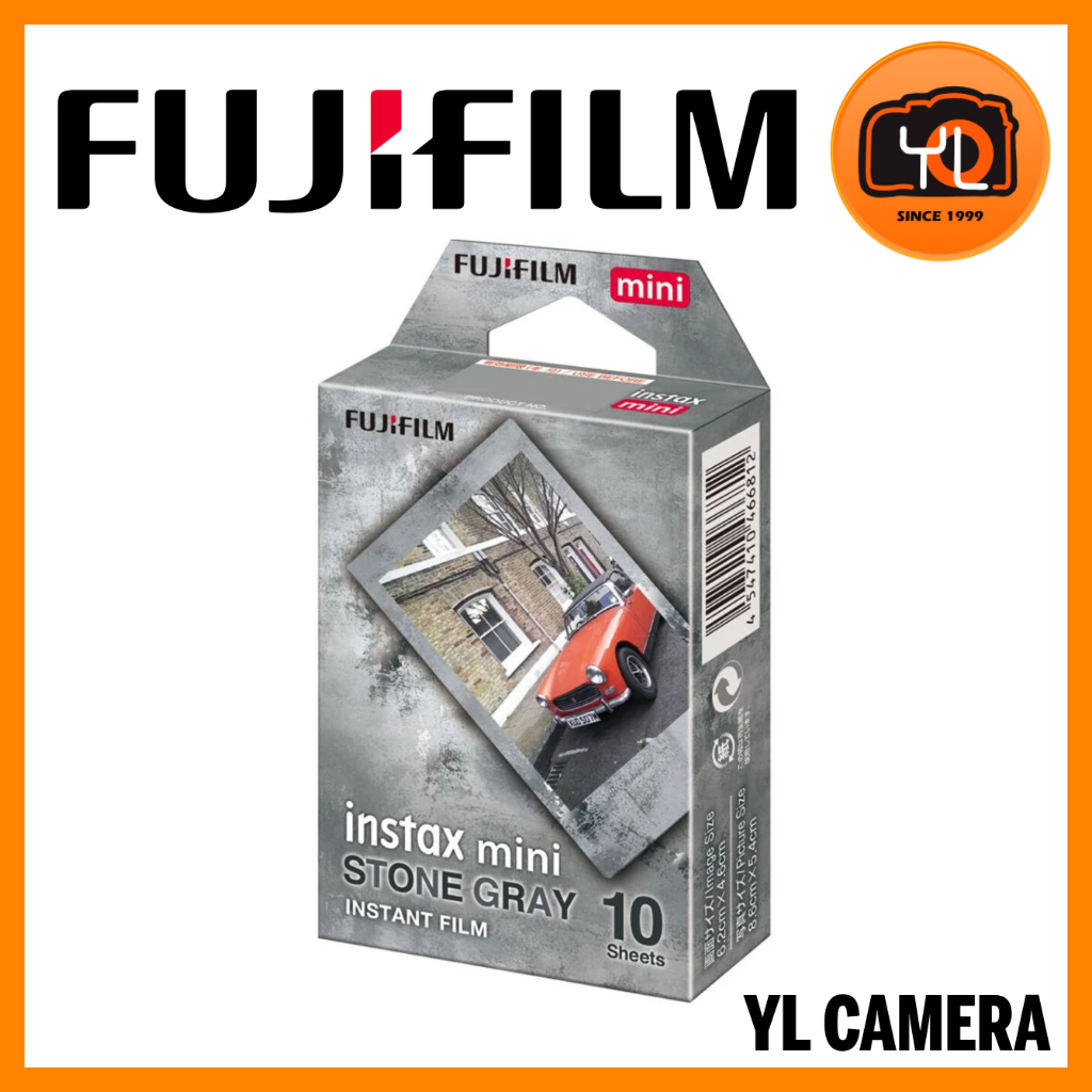 FUJIFILM Instant Mini Stone Gray Film Bundle 20 Shot With BluebirdSales Microfiber Cleaning Cloth, ISO 800, Credit-Card Size, Easy Load For All Instant Mini Cameras & Printers