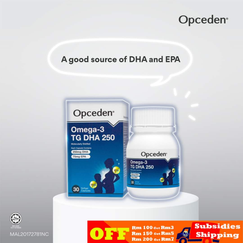 [OFFER BUY 3BTL RM 94.5]Opceden Omega3 TG DHA 250 Softgel Capsules (30