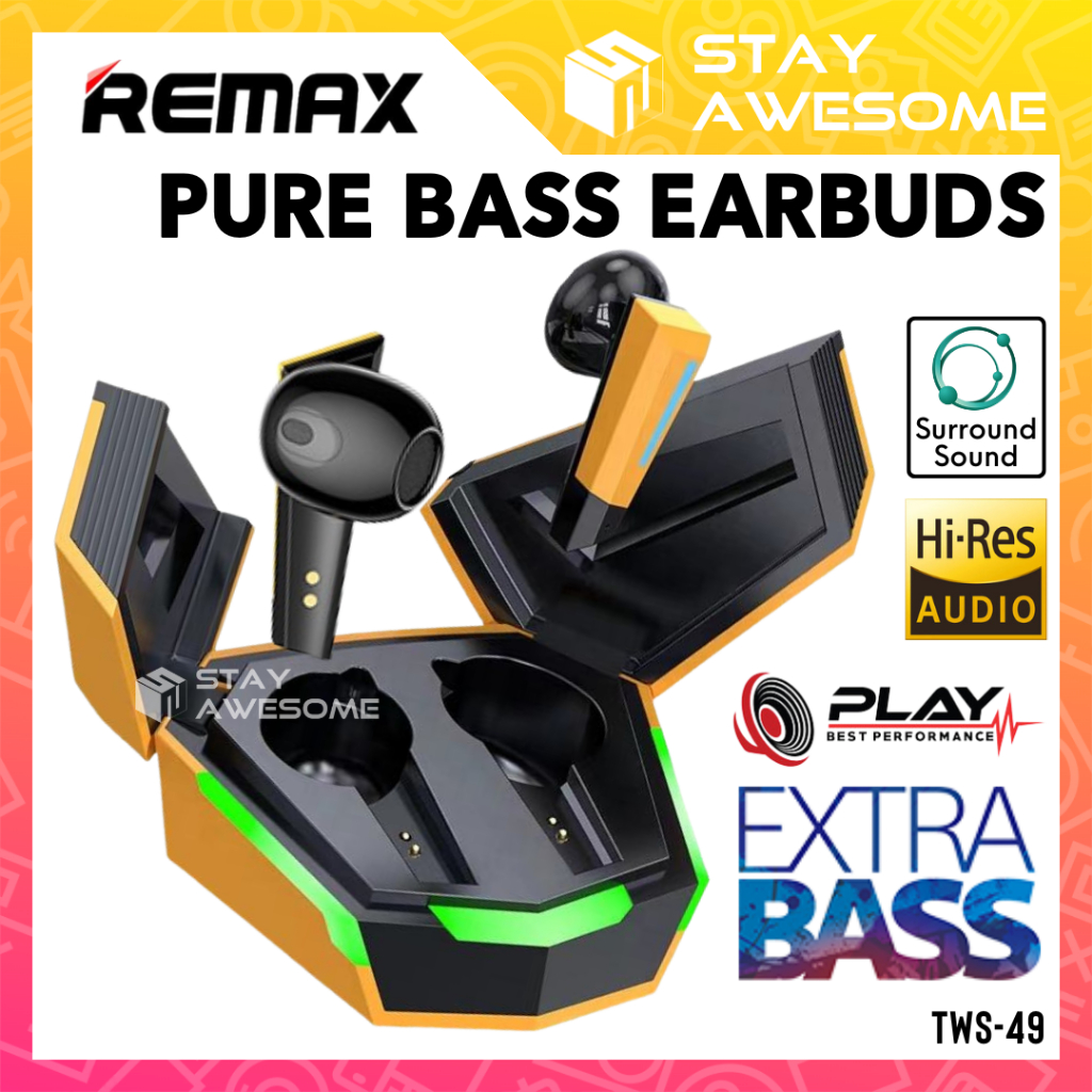REMAX Low Latency Gaming Earbuds Super Bass Power TWS True Wireless ...