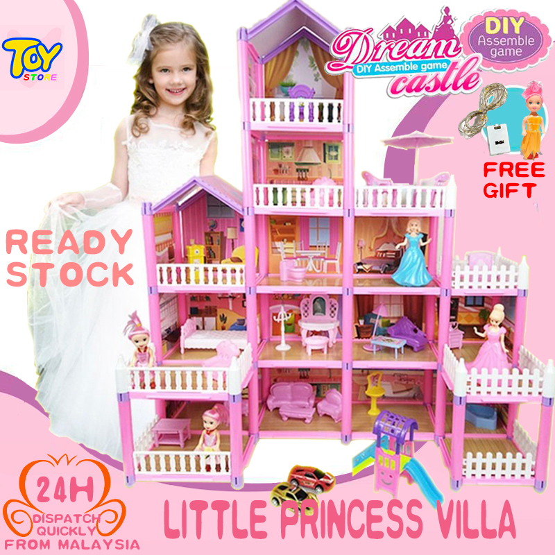 Dream home toy Princess Doll House DIY assembled castle Showcase - Main Image