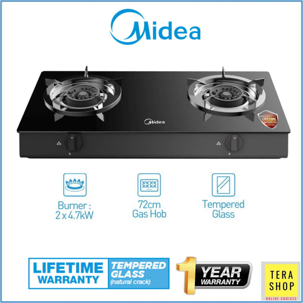 Midea Mgs T G Glass Stove Kw X Burner Tabletop Gas Cooker Shopee Malaysia