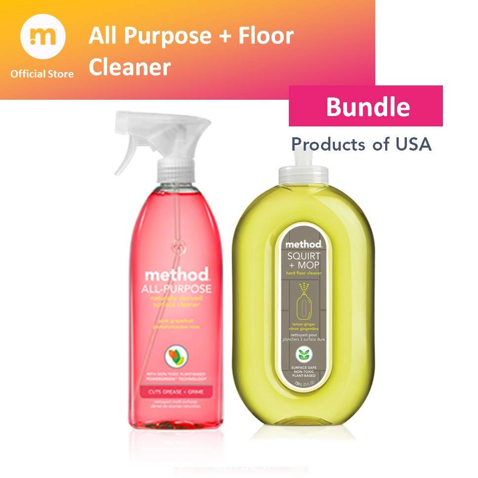 Method Squirt + Mop Non-Toxic And Biodegradable Hard Floor Cleaner 739ml-  Lemon Ginger