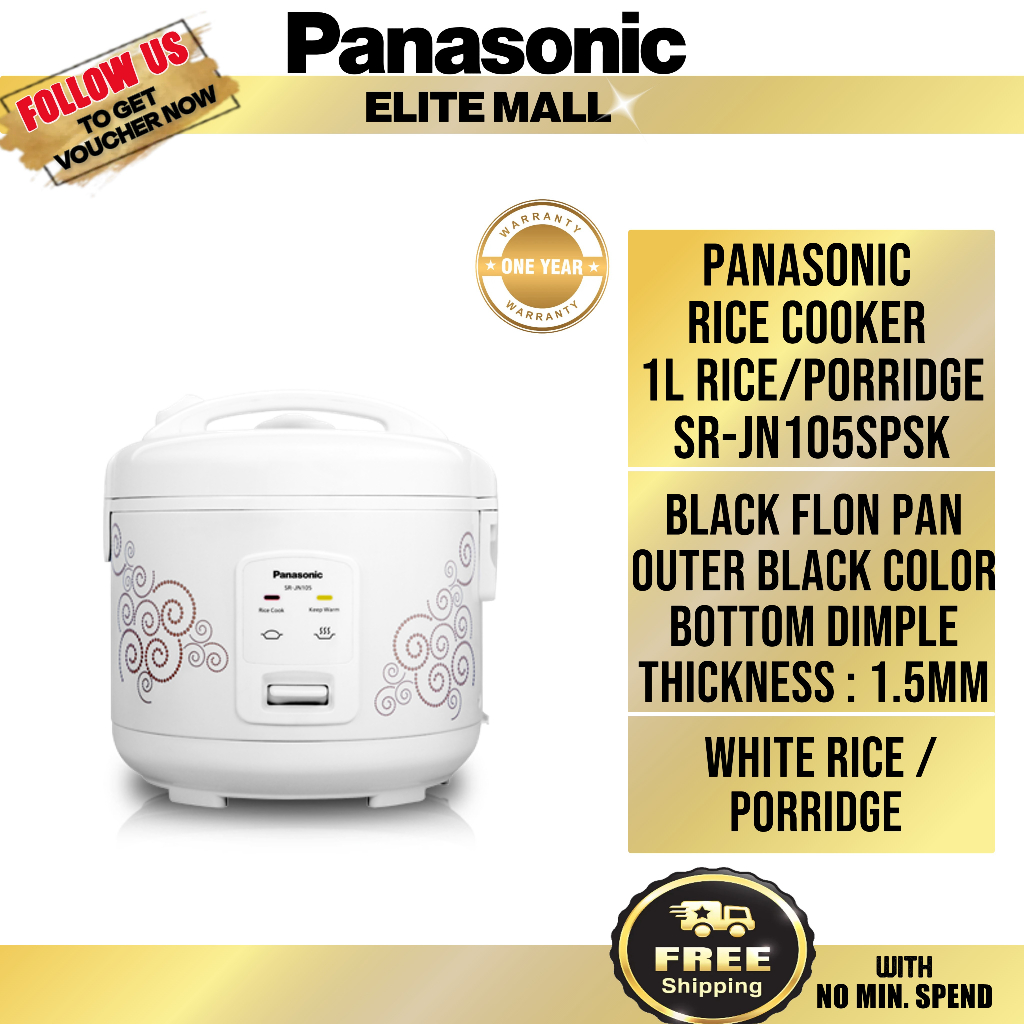 PANASONIC SRJN105 RICE COOKER 1L RICE/PORRIDGE SRJN105SPSK Shopee