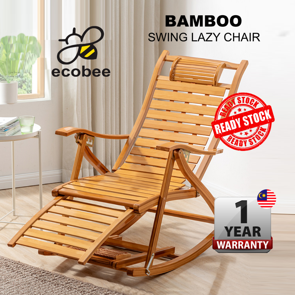 EcoBee BAMBOO Foldable Zero Gravity Armchair Swing Lazy Chair (Rocking