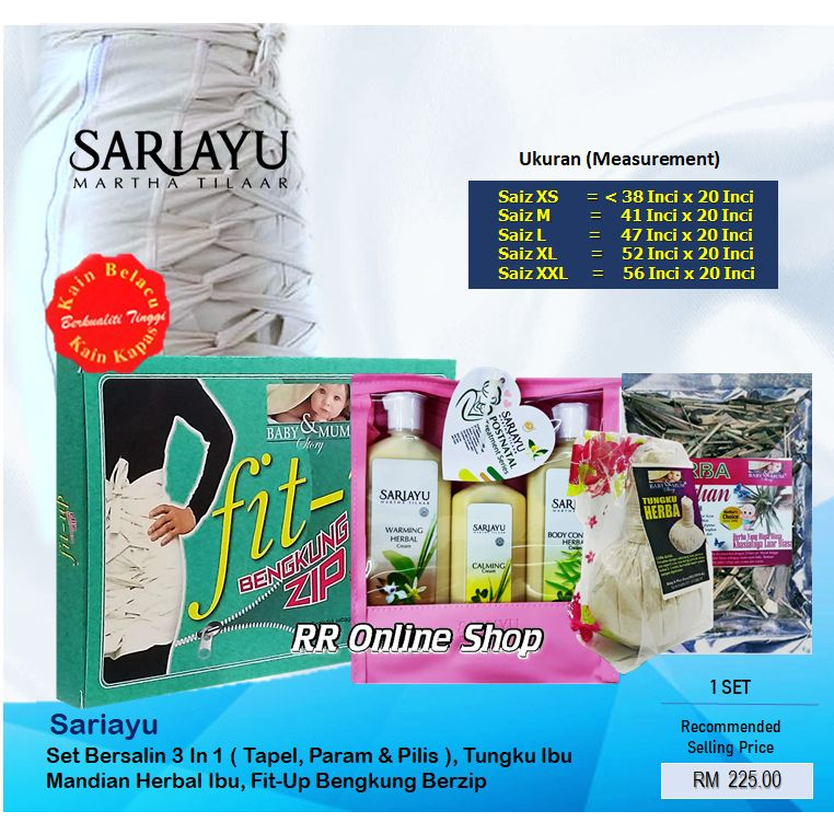 Sariayu Set Bersalin In Tapel Param Pilis Baby Mum Bengkung Zip Tungku