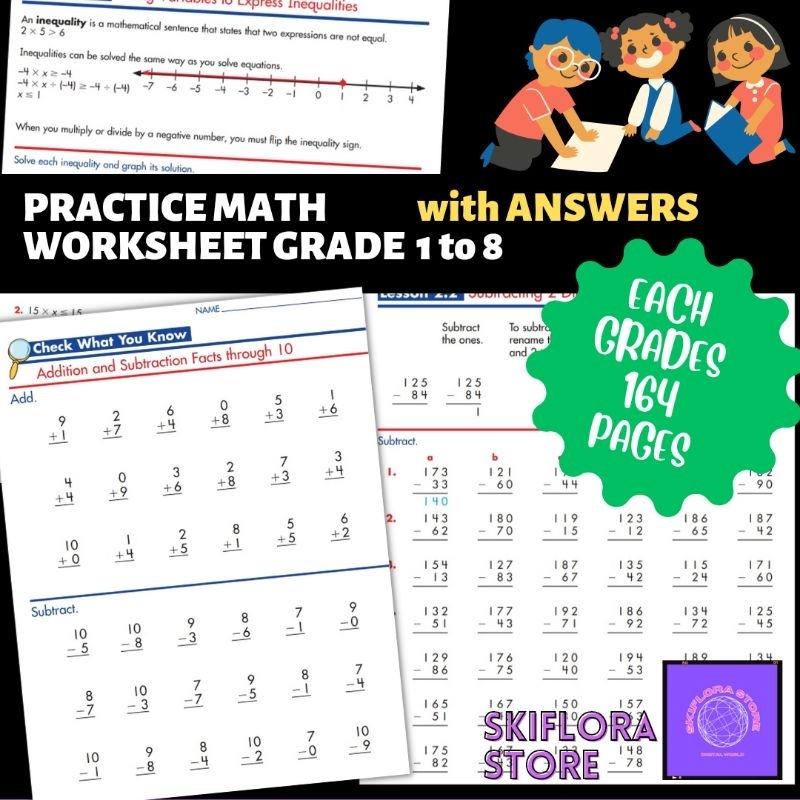 [SS216] Practice Math Worksheet for Grade 1 to 8 Printable Mathematics ...