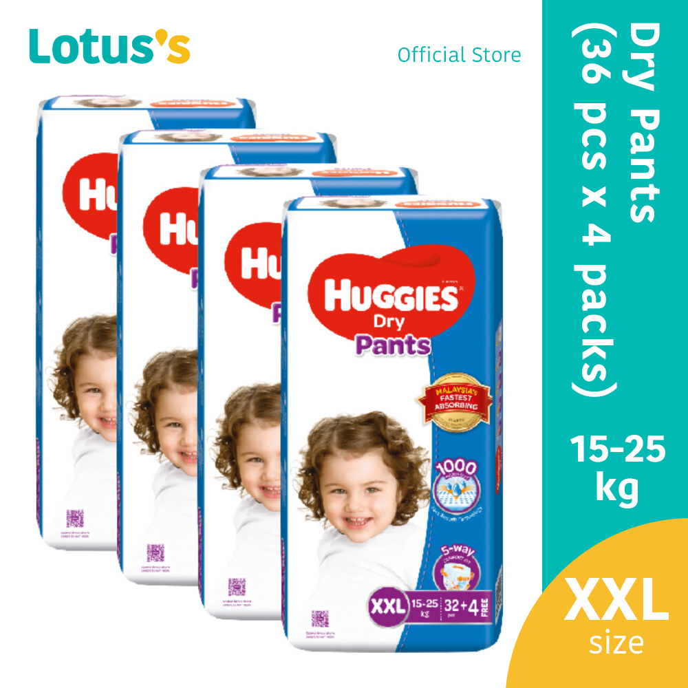 Huggies Dry Pants Diapers (Xxl32+4) X 4 Super Jumbo Pack Shopee Malaysia