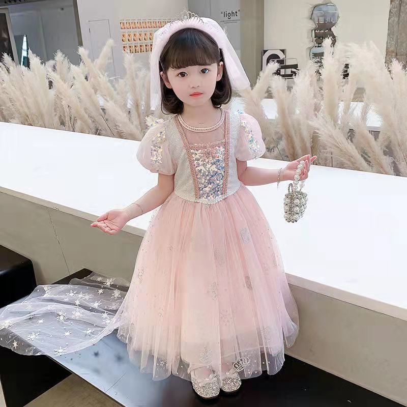Pink frozen princess Elsa Anna gown tutu dress Kanak gaun party ...