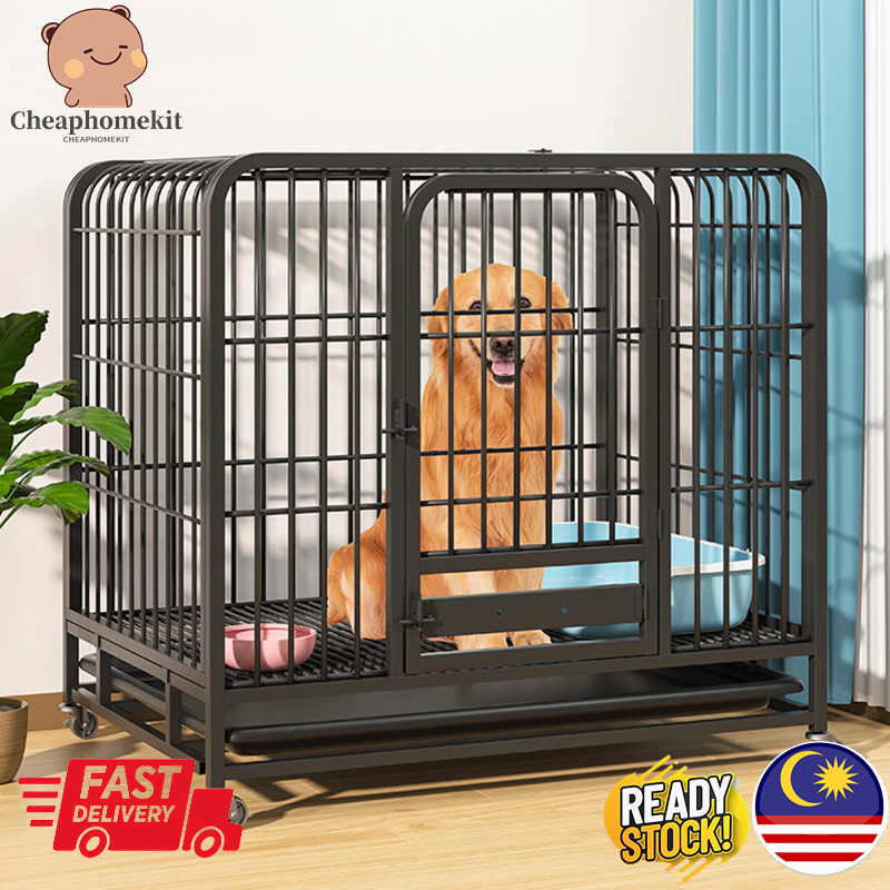 Heavy Duty Metal Dog Cage With Wheels Large Dog Kennel Box With Double
