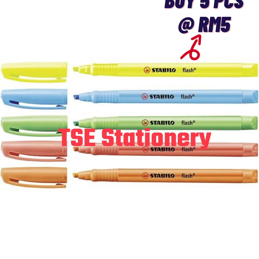 Stabilo Flash Highlighter 2mm/5mm Fluorescent Colour Highlight 555 ...